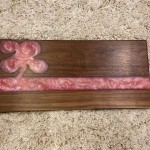 9x16" pink flower epoxy & walnut tray