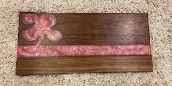 9x16" pink flower epoxy & walnut tray