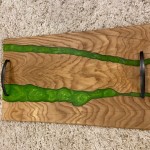 12x24 light wood & green epoxy tray with curved handles