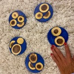 Blue epoxy coasters with wood pieces