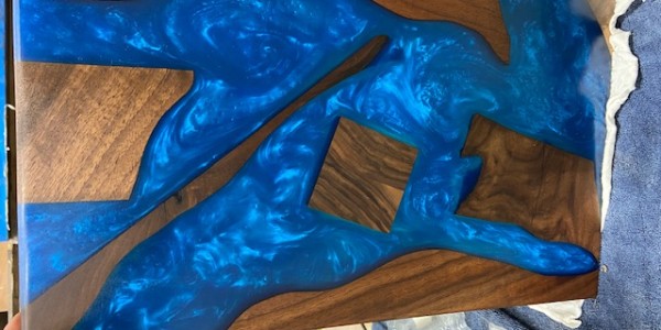 12x20 blue & epoxy serving platter